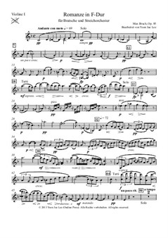 Bruch (arr. Lee): Romance in F Major for Viola and String Orchestra – Set of Parts