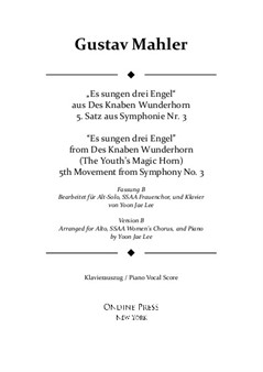 Mahler (arr. Lee): Symphony No.3 5th movement, Piano Vocal Score (Version B for Alto solo, SSAA Chorus)