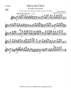 Hail to the Chief for double wind quintet in D Major (arr. Lee), Set of Parts