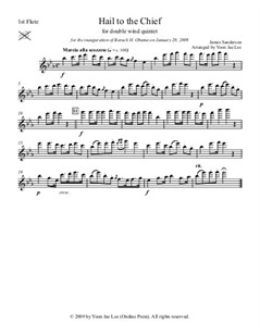Hail to the Chief for double wind quintet in E Flat Major (arr. Lee), Set of Parts