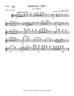 Hatikvah (Israeli National Anthem) for Orchestra (arr. Lee), Set of Parts