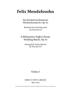 Mendelssohn (arr. Lee): A Midsummer Night's Dream Wedding March for String Quartet - Set of Parts